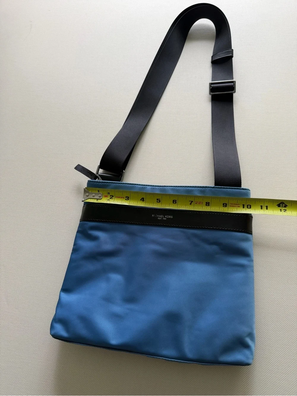 Michael Kors Blue Nylon Crossbody Messenger Bag with Black Strap